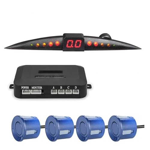 Sensoren RüCkfahrhilfe Parksensor-Kit Auto Parktronic LCD-Display Signalton Rückfahrradar-Monitor 4 Sensoren Parksensor RüCkfahrwarner(Blau) von YSQIFBABD