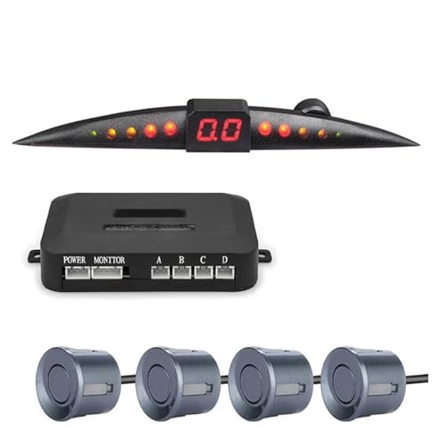 Sensoren RüCkfahrhilfe Parksensor-Kit Auto Parktronic LCD-Display Signalton Rückfahrradar-Monitor 4 Sensoren Parksensor RüCkfahrwarner(Grau) von YSQIFBABD