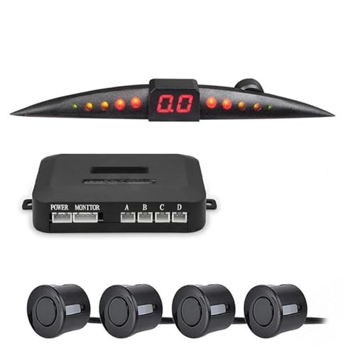 Sensoren RüCkfahrhilfe Parksensor-Kit Auto Parktronic LCD-Display Signalton Rückfahrradar-Monitor 4 Sensoren Parksensor RüCkfahrwarner(Schwarz) von YSQIFBABD