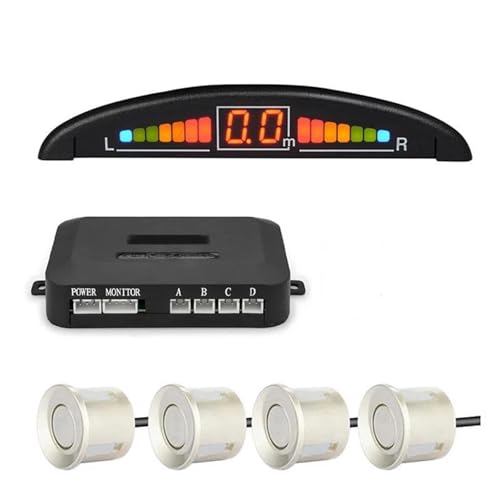 Sensoren RüCkfahrhilfe Parksensor-Kit Mit 4 Radargeräten Genaue Digitale Anzeige des Hindernisalarms Parktronic-Kit Umkehrradar RüCkfahrwarner(Champagne Gold) von YSQIFBABD