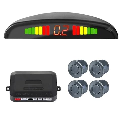 Sensoren RüCkfahrhilfe Parksensoren Fürs Auto Parkkit Anzeige 4 Sensoren Hintergrundbeleuchtung Rückfahrradarüberwachung 4 Farben 12 V RüCkfahrwarner(Grau) von YSQIFBABD
