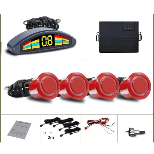 Sensoren RüCkfahrhilfe Vorne Parkplatz Sensor Kit Auto Auto Präfix Parktronic Fahrzeug Assistent Summer Alarm Volumen Nicht Backup Radar RüCkfahrwarner(Rot) von YSQIFBABD