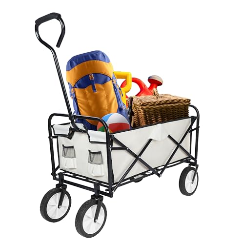 YSSOA Tragbarer, zusammenklappbarer Gartenwagen, um 360 Grad drehbarer, Rutschfester Räder und verstellbarem Griff, 100 kg Tragkraft, Weiß YSSOA Tragbarer, zusammenklappbarer Gartenwagen, um 360 Grad drehbarer, Rutschfester Räder und verstellbarem Griff, 100 kg Tragkraft, Weiß von YSSOA