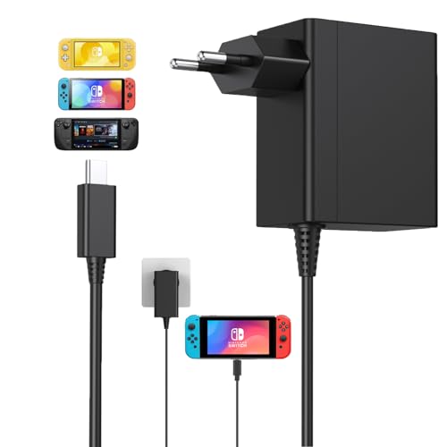 45W Ladegerät für Nintendo Switch, Schnellladegerät für Nintendo Switch/Switch Lite/OLED/Deck Dock/Switch Pro, PD Ladegerät, TV-Modus und Controller, Dock&Pro, 45W/39W Ladegerät mit 1.5M Ladekabel von YSSTKFD