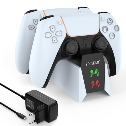 YTEAM PS5-Controller-Ladestation für Dualsense Wireless/Edge Controller，Ladestation für Playstation 5 Controller mit Typ-C-Kabel und Stecker, Schnellladestunde 2，LED-Visualisierung des Ladestatus von YTEAM