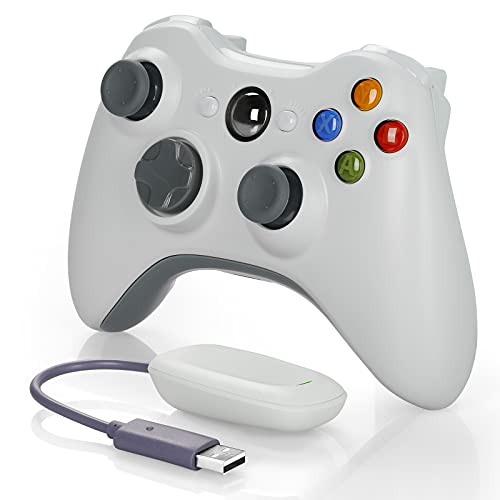 YTEAM Wireless Controller für Xbox 360, 2.4GHZ Dual Vibration Remote Gamepad Joystick für Xbox 360 Controller/PC/Windows 7/8 /10, mit Receiver Adapter (Weiß) von YTEAM