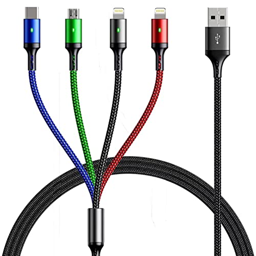 YTLUSN lang Multi USB Kabel [3M/4A] Universelles Schnell Ladekabel Datensynchronisation Mehrfach Ladekabel mit Micro USB Typ C Lightning für Phone 16 15 14/Tablets/Galaxy/Huawei/LG/Carplay (1, 3m) von YTLUSN