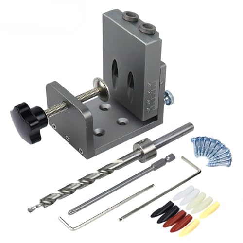 Taschenlochvorrichtungs-Set aus Aluminiumlegierung mit 9 mm Stufenbohrer, Holzdübelvorrichtung, Bohrlochführung, Lokalisierungswerkzeuge für Zimmerei Taschenlochvorrichtungs-Set aus Aluminiumlegierung mit 9 mm Stufenbohrer, Holzdübelvorrichtung, Bohrlochführung, Lokalisierungswerkzeuge für Zimmerei von YTRRE