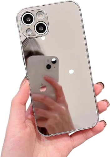 YTanazing Kompatibel mit iPhone 13 Spiegel-Hülle für Frauen und Mädchen, Make-up, niedlich, luxuriös, glänzend, verspiegelte Rückseite, versilbertes Design, mit Kamera, vollständiger Schutz, stoßfeste YTanazing Kompatibel mit iPhone 13 Spiegel-Hülle für Frauen und Mädchen, Make-up, niedlich, luxuriös, glänzend, verspiegelte Rückseite, versilbertes Design, mit Kamera, vollständiger Schutz, stoßfeste von YTanazing