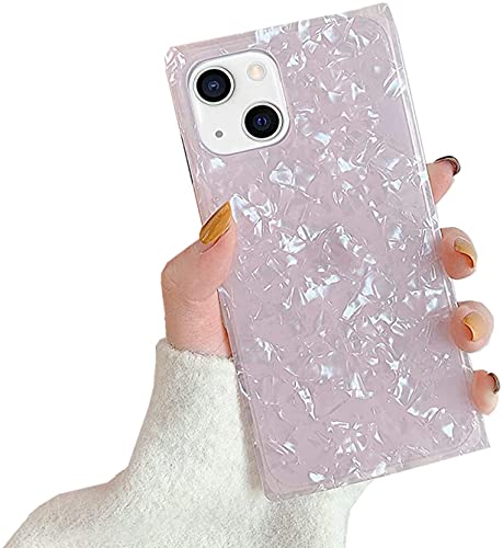 YTanazing Quadratische Perle Glitzer iPhone 13 Hülle, schlank, dünn, glänzend, weiches TPU-Silikon, Gummi, Gel, Kofferraumbox, modische Stoßfängerabdeckung, kompatibel mit iPhone 13 (Pink Pearl) von YTanazing