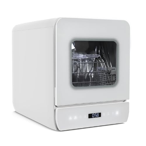 YU YUSING Mini Geschirrspüler Tischgeschirrspüler mit 7 Programme für 3 Gedecke, erhöhter Energieeffizienz, Spülmaschine Klein, 4.8L Wassertank mit/ohne Wasseranschluss, LED-Display Touch-Steuerung von YU YUSING