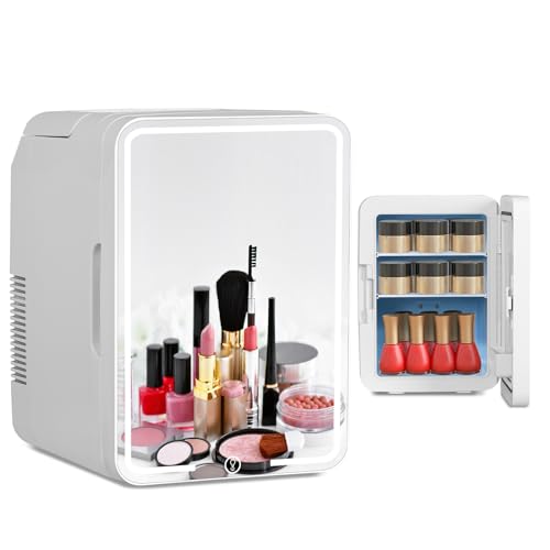 YU YUSING Mini Kühlschrank mit LED Spiegel 10 Liter, Kosmetik Kühlschrank mit LED Licht Make-Up Spiegel, 12V/220V Retro Klein Skincare Fridge Kühl/Heizfunktion für Autos Büros Schlafzimmer Schlafsäle YU YUSING Mini Kühlschrank mit LED Spiegel 10 Liter, Kosmetik Kühlschrank mit LED Licht Make-Up Spiegel, 12V/220V Retro Klein Skincare Fridge Kühl/Heizfunktion für Autos Büros Schlafzimmer Schlafsäle von YU YUSING