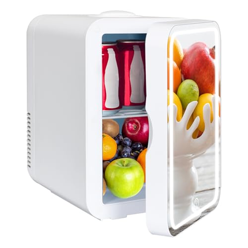 YU YUSING Mini Kühlschrank mit LED Spiegel 8 Liter, Kosmetik Kühlschrank mit LED Licht Make-Up Spiegel, 12V/220V Retro Klein Skincare Fridge Kühl/Heizfunktion für Autos Büros Schlafzimmer Schlafsäle YU YUSING Mini Kühlschrank mit LED Spiegel 8 Liter, Kosmetik Kühlschrank mit LED Licht Make-Up Spiegel, 12V/220V Retro Klein Skincare Fridge Kühl/Heizfunktion für Autos Büros Schlafzimmer Schlafsäle von YU YUSING