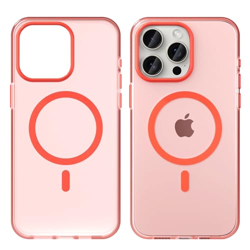 Hülle kompatible mit iPhone 15 Pro Max mit MagSafe, Hanyhülle iPhone 15 Pro Max Magnetisch Leicht Dünn Durchscheinendes Matte Soft Touch, rutschfest Kratzfest Schutz Hülle iPhone 15 Pro Max Rot von YUANDMI