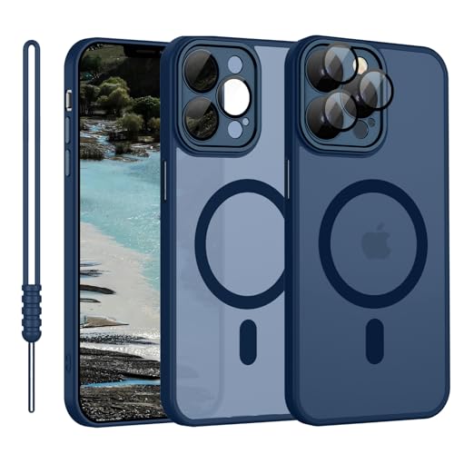 iPhone 11 Pro Hülle Magnetic, Hanyhülle iPhone 11 Pro Magnetisch Leicht Dünn Matte Touch Kameraschutz, Kratzfeste Anti-Gelb Rutschfest Kratzfest Schutz Stoßfest Hülle für iPhone 11 Pro Dunkel Blau von YUANDMI