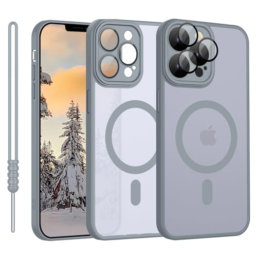 iPhone 11 Pro Max Hülle mit MagSafe, Hanyhülle iPhone 11 Pro Max Magnetisch Leicht Dünn Matte Touch Kameraschutz, Kratzfeste Anti-Gelb Rutschfest Kratzfest Schutz Hülle für iPhone 11 Pro Max Hell Grau von YUANDMI