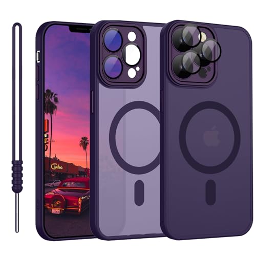 iPhone 12 Pro Max Hülle Magnetic, Hanyhülle iPhone 12 Pro Max Magnetisch Leicht Dünn Matte Touch Kameraschutz, Anti-Gelb Rutschfest Kratzfest Schutz Stoßfest Hülle iPhone 12 Pro Max Dunkel Violett von YUANDMI