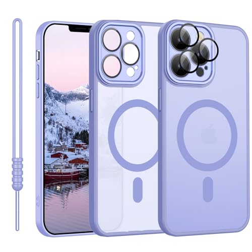 iPhone 12 Pro Max Hülle Magnetic, Hanyhülle iPhone 12 Pro Max Magnetisch Leicht Dünn Matte Touch Kameraschutz Kratzfeste Anti-Gelb Kratzfest Schutz Stoßfest Hülle für iPhone 12 Pro Max Hell Lila von YUANDMI