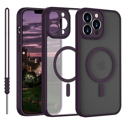 iPhone 13 Pro Hülle mit MagSafe, Hanyhülle iPhone 13 Pro Magnetisch Leicht Dünn Matte Touch Durchscheinendes, Anti-Gelb rutschfest Kratzfest Schutz Stoßfest Hülle iPhone 13 Pro Violett von YUANDMI