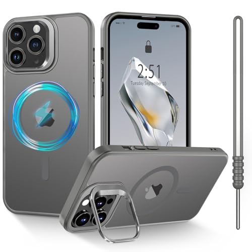 iPhone 14 Pro Max Hülle Mit MagSafe, Magnetisch Dünn Matte Touch Durchscheinendes Hanyhülle, Rutschfest Kratzfest Schutz Stoßfest Mit Ständer Für Titan Natur von YUANDMI