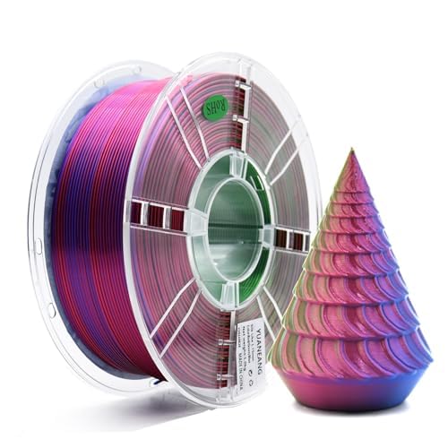 YUANEANG PLA 3D-Druckerfilament, dreifarbiges Seiden-PLA-Filament, 1 kg-Spule (2,2 lbs), 1,75 mm, Rot, Blau, Grün von YUANEANG