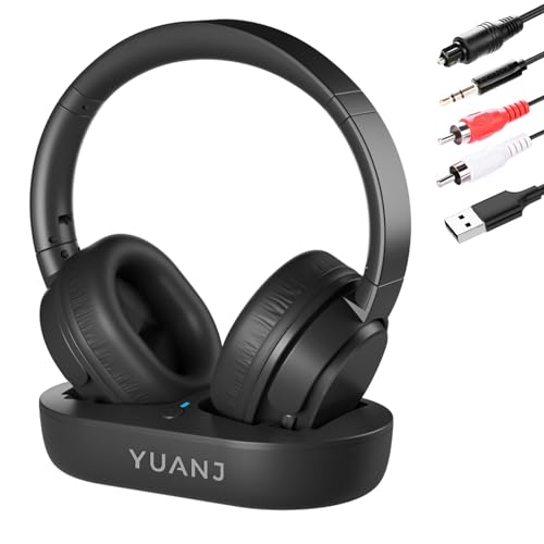 YUANJ NEU 2025 TV Kopfhörer Kabellos Over Ear, Bluetooth 5.1 Funkkopfhörer Kabellos für TV/Telefon/Tablet/PC, 28 Stunden Audio Spielzeit, Keine Audioverzögerung, Plug and Play von YUANJ
