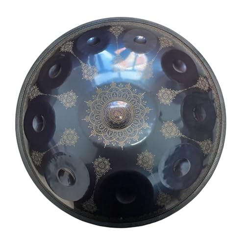 Handpan Instrument 22 Zoll D-Moll Steel Tongue Drum Percussion Drum Instrument mit Reisetasche,10Notes-Blue von YUANZHOU