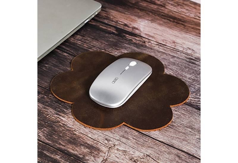 YUBRO-STUDIO Mauspad Mauspad Blumenförmiges aus Leder Rutschfestes Büroaccessoire Kaffee von YUBRO-STUDIO
