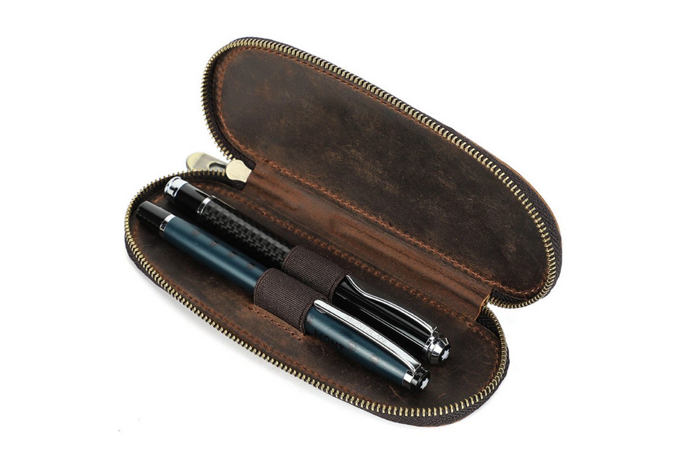 YUBRO-STUDIO Stifthülle Handgefertigtes Stifteetui aus Leder mit Reißverschluss für 2 Stifte YUBRO-STUDIO Stifthülle Handgefertigtes Stifteetui aus Leder mit Reißverschluss für 2 Stifte von YUBRO-STUDIO