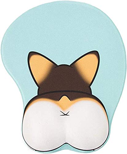 YUDUODUO 3D Mauspad Corgi Mauspad rutschfest Silikon Anime Hund Mousepad mit Handgelenkauflage für Büro (ROSA) von YUDUODUO