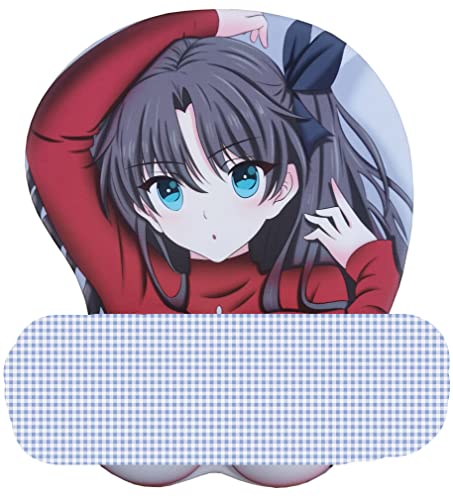 YUDUODUO Fate Stay Night-rin Tohsaka Anime 3D Gel Büste Mauspad Matte Gaming mit Handballenauflage 2 Wege Haut, 10.2 x 8.7 1.2 inches, CR-0011 von YUDUODUO