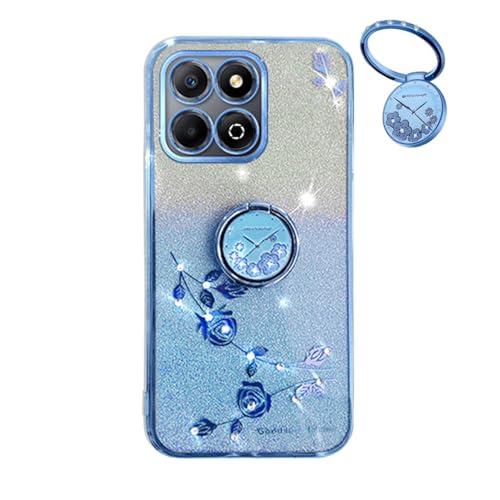 YUECXIN Hülle für Honor 200 Smart mit Glänzende Blumen Ring Ständer, Niedliche Bling Frauen Mädchen Handyhülle, Ultra Dünn Stoßfest Weich TPU Silikon Schutzhülle, Blau YUECXIN Hülle für Honor 200 Smart mit Glänzende Blumen Ring Ständer, Niedliche Bling Frauen Mädchen Handyhülle, Ultra Dünn Stoßfest Weich TPU Silikon Schutzhülle, Blau von YUECXIN