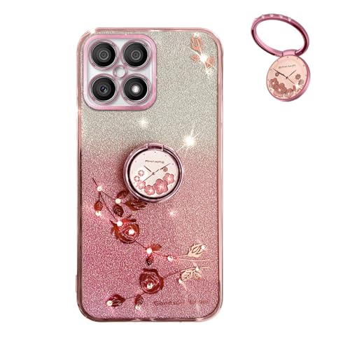 YUECXIN Hülle für Honor X8 4G mit Glänzende Blumen Ring Ständer, Niedliche Bling Frauen Mädchen Handyhülle, Ultra Dünn Stoßfest Weich TPU Silikon Schutzhülle, Rosa YUECXIN Hülle für Honor X8 4G mit Glänzende Blumen Ring Ständer, Niedliche Bling Frauen Mädchen Handyhülle, Ultra Dünn Stoßfest Weich TPU Silikon Schutzhülle, Rosa von YUECXIN