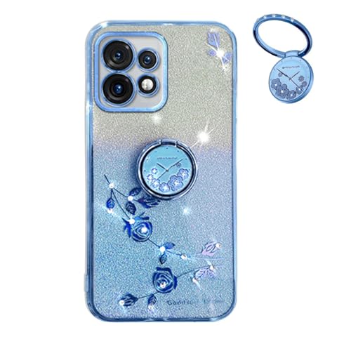 YUECXIN Hülle für Motorola Edge 40 Pro 5G mit Glänzende Blumen Ring Ständer, Niedliche Bling Frauen Mädchen Handyhülle, Ultra Dünn Stoßfest Weich TPU Silikon Schutzhülle, Blau YUECXIN Hülle für Motorola Edge 40 Pro 5G mit Glänzende Blumen Ring Ständer, Niedliche Bling Frauen Mädchen Handyhülle, Ultra Dünn Stoßfest Weich TPU Silikon Schutzhülle, Blau von YUECXIN