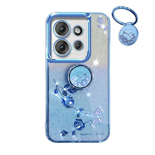 YUECXIN Hülle für Motorola Edge 50 Neo 5G mit Glänzende Blumen Ring Ständer, Niedliche Bling Frauen Mädchen Handyhülle, Ultra Dünn Stoßfest Weich TPU Silikon Schutzhülle, Blau YUECXIN Hülle für Motorola Edge 50 Neo 5G mit Glänzende Blumen Ring Ständer, Niedliche Bling Frauen Mädchen Handyhülle, Ultra Dünn Stoßfest Weich TPU Silikon Schutzhülle, Blau von YUECXIN