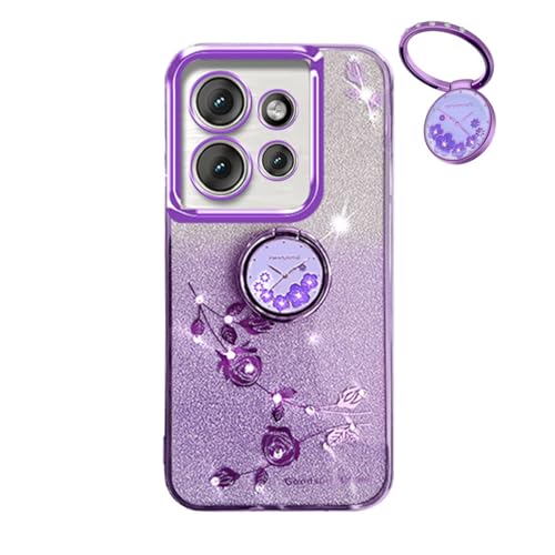 YUECXIN Hülle für Motorola Edge 50 Neo 5G mit Glänzende Blumen Ring Ständer, Niedliche Bling Frauen Mädchen Handyhülle, Ultra Dünn Stoßfest Weich TPU Silikon Schutzhülle, Lila YUECXIN Hülle für Motorola Edge 50 Neo 5G mit Glänzende Blumen Ring Ständer, Niedliche Bling Frauen Mädchen Handyhülle, Ultra Dünn Stoßfest Weich TPU Silikon Schutzhülle, Lila von YUECXIN