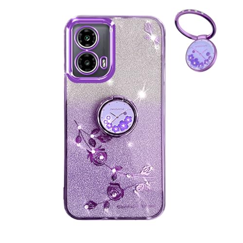 YUECXIN Hülle für Motorola Moto E14 / Moto G24 / Moto G04 mit Glänzende Blumen Ring Ständer, Niedliche Bling Frauen Mädchen Handyhülle, Ultra Dünn Stoßfest Weich TPU Silikon Schutzhülle, Lila YUECXIN Hülle für Motorola Moto E14 / Moto G24 / Moto G04 mit Glänzende Blumen Ring Ständer, Niedliche Bling Frauen Mädchen Handyhülle, Ultra Dünn Stoßfest Weich TPU Silikon Schutzhülle, Lila von YUECXIN