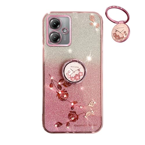 YUECXIN Hülle für Motorola Moto G54 5G mit Glänzende Blumen Ring Ständer, Niedliche Bling Frauen Mädchen Handyhülle, Ultra Dünn Stoßfest Weich TPU Silikon Schutzhülle, Rosa YUECXIN Hülle für Motorola Moto G54 5G mit Glänzende Blumen Ring Ständer, Niedliche Bling Frauen Mädchen Handyhülle, Ultra Dünn Stoßfest Weich TPU Silikon Schutzhülle, Rosa von YUECXIN