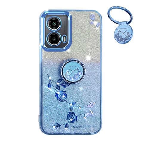 YUECXIN Hülle für Motorola Moto G85 5G mit Glänzende Blumen Ring Ständer, Niedliche Bling Frauen Mädchen Handyhülle, Ultra Dünn Stoßfest Weich TPU Silikon Schutzhülle, Blau YUECXIN Hülle für Motorola Moto G85 5G mit Glänzende Blumen Ring Ständer, Niedliche Bling Frauen Mädchen Handyhülle, Ultra Dünn Stoßfest Weich TPU Silikon Schutzhülle, Blau von YUECXIN