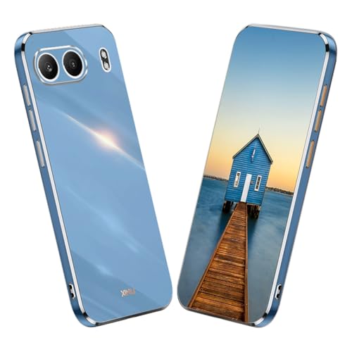 YUECXIN Hülle für OnePlus Nord 4, Ultra Dünn Weich Silikon TPU Handyhülle, Klassischer Gnade Galvanisierter Goldrahmen Stoßfeste Sturzsichere Schutzhülle, Blau YUECXIN Hülle für OnePlus Nord 4, Ultra Dünn Weich Silikon TPU Handyhülle, Klassischer Gnade Galvanisierter Goldrahmen Stoßfeste Sturzsichere Schutzhülle, Blau von YUECXIN