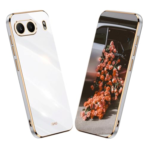 YUECXIN Hülle für OnePlus Nord 4, Ultra Dünn Weich Silikon TPU Handyhülle, Klassischer Gnade Galvanisierter Goldrahmen Stoßfeste Sturzsichere Schutzhülle, Weiß YUECXIN Hülle für OnePlus Nord 4, Ultra Dünn Weich Silikon TPU Handyhülle, Klassischer Gnade Galvanisierter Goldrahmen Stoßfeste Sturzsichere Schutzhülle, Weiß von YUECXIN
