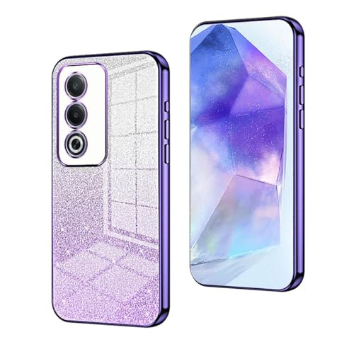 YUECXIN Hülle für Oppo A80 5G mit Glitzerkarton mit Farbverlauf, Galvanisierte Kanten Handyhülle, Ultra Dünn Stoßfest Weich Silikon TPU Bumper Schutzhülle, Lila von YUECXIN