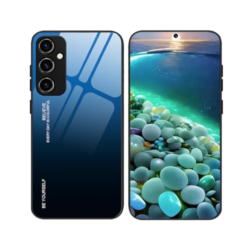 YUECXIN Hülle für Samsung Galaxy A55 5G Handyhülle, Ultradünne Farbverlauf Farbe Gehärtetem Glas Zurück Case + Weiche TPU Bumper Stoßfest Silikon Schutzhülle, Blau Schwarz YUECXIN Hülle für Samsung Galaxy A55 5G Handyhülle, Ultradünne Farbverlauf Farbe Gehärtetem Glas Zurück Case + Weiche TPU Bumper Stoßfest Silikon Schutzhülle, Blau Schwarz von YUECXIN