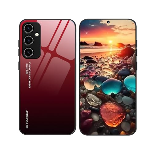 YUECXIN Hülle für Samsung Galaxy A55 5G Handyhülle, Ultradünne Farbverlauf Farbe Gehärtetem Glas Zurück Case + Weiche TPU Bumper Stoßfest Silikon Schutzhülle, Rot schwarz YUECXIN Hülle für Samsung Galaxy A55 5G Handyhülle, Ultradünne Farbverlauf Farbe Gehärtetem Glas Zurück Case + Weiche TPU Bumper Stoßfest Silikon Schutzhülle, Rot schwarz von YUECXIN
