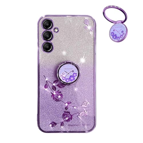 YUECXIN Hülle für Samsung Galaxy S24 FE 5G mit Glänzende Blumen Ring Ständer, Niedliche Bling Frauen Mädchen Handyhülle, Ultra Dünn Stoßfest Weich TPU Silikon Schutzhülle, Lila YUECXIN Hülle für Samsung Galaxy S24 FE 5G mit Glänzende Blumen Ring Ständer, Niedliche Bling Frauen Mädchen Handyhülle, Ultra Dünn Stoßfest Weich TPU Silikon Schutzhülle, Lila von YUECXIN