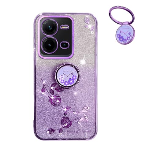 YUECXIN Hülle für Vivo V25 5G / Vivo X80 lite/V25E mit Glänzende Blumen Ring Ständer, Niedliche Bling Frauen Mädchen Handyhülle, Ultra Dünn Stoßfest Weich TPU Silikon Schutzhülle, Lila YUECXIN Hülle für Vivo V25 5G / Vivo X80 lite/V25E mit Glänzende Blumen Ring Ständer, Niedliche Bling Frauen Mädchen Handyhülle, Ultra Dünn Stoßfest Weich TPU Silikon Schutzhülle, Lila von YUECXIN