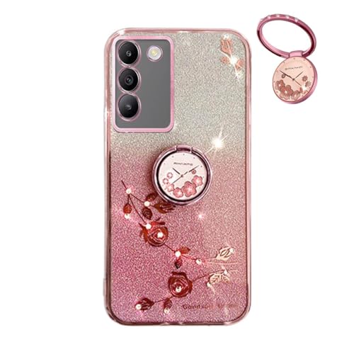 YUECXIN Hülle für Vivo V40 SE 5G mit Glänzende Blumen Ring Ständer, Niedliche Bling Frauen Mädchen Handyhülle, Ultra Dünn Stoßfest Weich TPU Silikon Schutzhülle, Rosa YUECXIN Hülle für Vivo V40 SE 5G mit Glänzende Blumen Ring Ständer, Niedliche Bling Frauen Mädchen Handyhülle, Ultra Dünn Stoßfest Weich TPU Silikon Schutzhülle, Rosa von YUECXIN