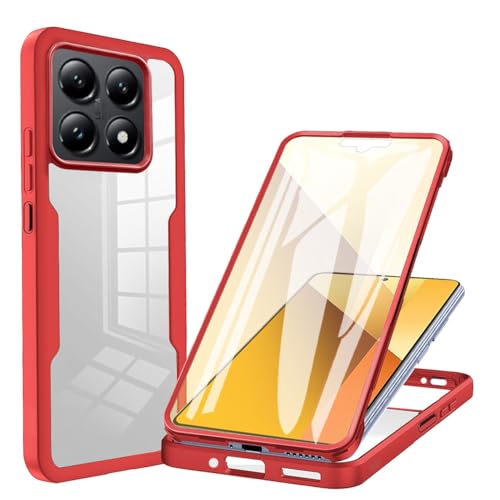 YUECXIN Hülle für Xiaomi 14T Pro mit Eingebautem Displayschutz Klare 360° Rundumschutz Schutzhülle, Robust Stoßfest Kratzfeste Silicone TPU Bumper Handyhülle, Rot YUECXIN Hülle für Xiaomi 14T Pro mit Eingebautem Displayschutz Klare 360° Rundumschutz Schutzhülle, Robust Stoßfest Kratzfeste Silicone TPU Bumper Handyhülle, Rot von YUECXIN