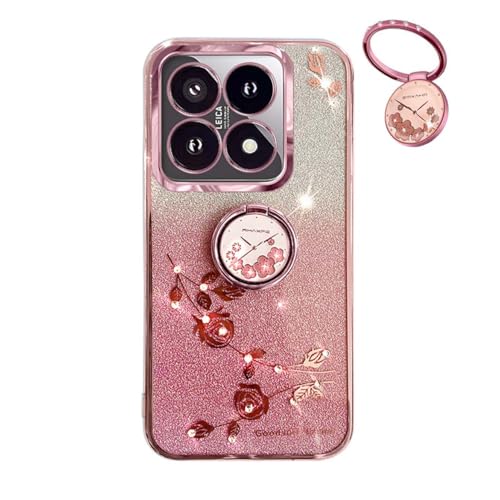 YUECXIN Hülle für Xiaomi 14T Pro mit Glänzende Blumen Ring Ständer, Niedliche Bling Frauen Mädchen Handyhülle, Ultra Dünn Stoßfest Weich TPU Silikon Schutzhülle, Rosa YUECXIN Hülle für Xiaomi 14T Pro mit Glänzende Blumen Ring Ständer, Niedliche Bling Frauen Mädchen Handyhülle, Ultra Dünn Stoßfest Weich TPU Silikon Schutzhülle, Rosa von YUECXIN