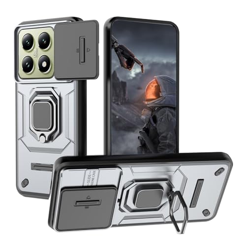 YUECXIN Hülle für Xiaomi 14T Pro mit Kameraabdeckung und 360° Drehen Ring Ständer, Hart PC Back&Weiche TPU Bumper Silikon Stoßfest Rüstung Case Schutzhülle, Grau YUECXIN Hülle für Xiaomi 14T Pro mit Kameraabdeckung und 360° Drehen Ring Ständer, Hart PC Back&Weiche TPU Bumper Silikon Stoßfest Rüstung Case Schutzhülle, Grau von YUECXIN